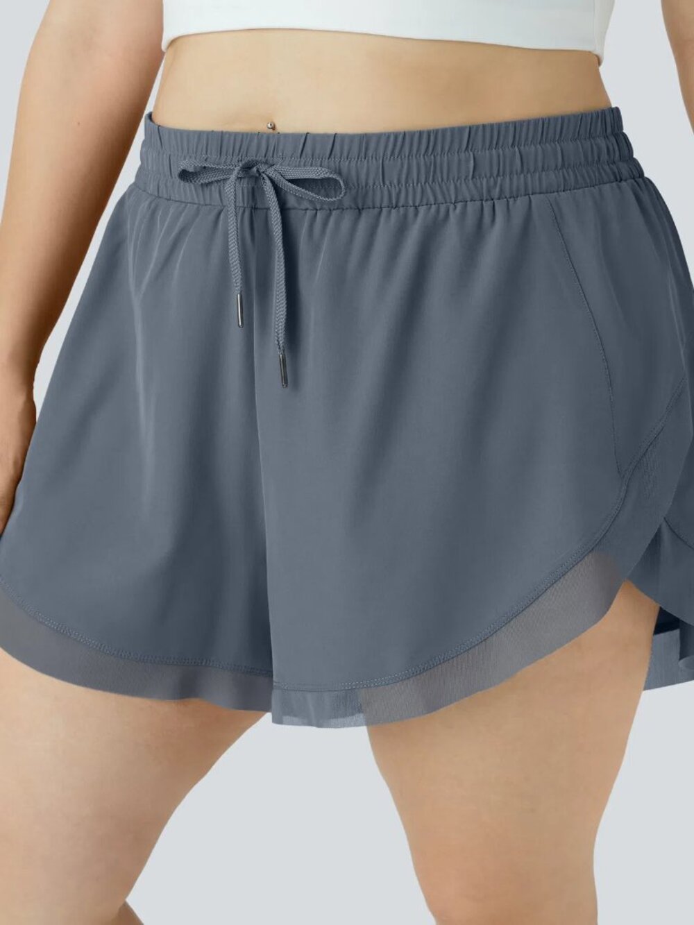 Halara Women's 4X Ombre Blue Drawstring Contrast Mesh 2-in-1 Shorts 50% off